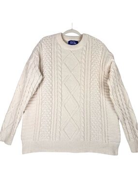 Aelfric Eden Fisherman Sweater Cable Knit XXL Ivory Cozy Gilmore
